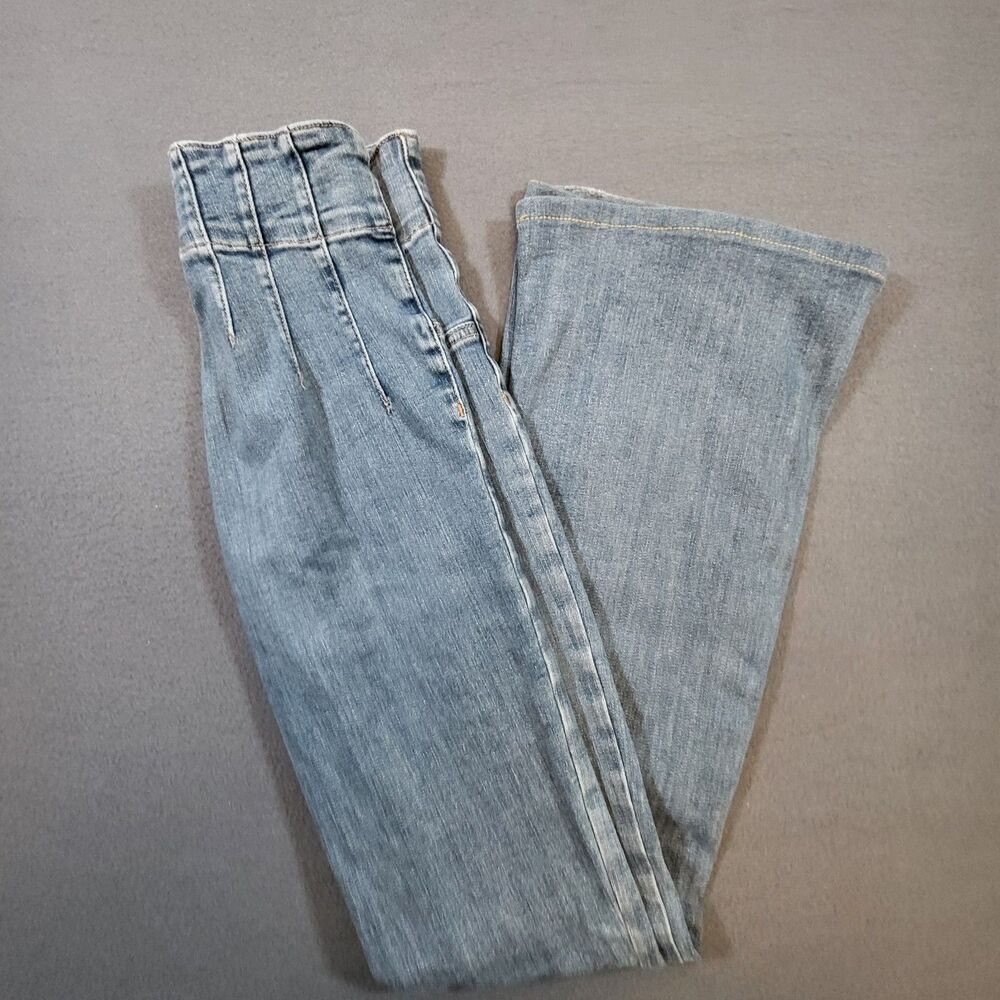 Free People We The Free Jayde Flare Jeans 23x28 (Tag 25) High Rise Blue Boho